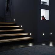 LED wand inbouwlamp Wall F, roestvrij staal look, 1,8W