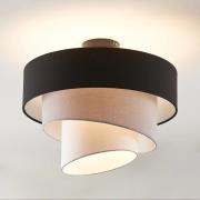 Lindby plafondlamp Coria, zwart/grijs/wit, Ø 40 cm, E27