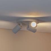 Plafondspot Sado, wit, staal, verstelbaar, 3-lamps rond