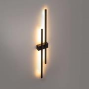 LED wandlamp Flash, zwart, hoogte 90 cm, metaal 2-lamps