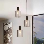 Hanglamp Gorosiba, zwart, Ø 41 cm, staal/glas, 3-lamps.