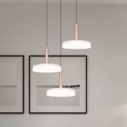 LED hanglamp Celeste, wit/bruin, Ø 35 cm 3-lamps glas dimbaar