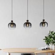 Hanglamp Oilella, zwart-grijs, lengte 95 cm, glas, 3-lamps.