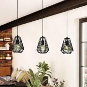 Stype hanglamp, zwart, lengte 96 cm, staal, 3-lamps.