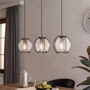 Hanglamp Waverton, zwart/wit, lengte 92 cm, staal/stof