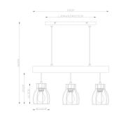 Hanglamp Mina, lengte 60 cm, zwart/bruin, 3-lamps.