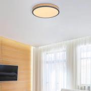 LED plafondlamp Doro, Ø 45 cm, donker grafiet/hout, hout, CCT