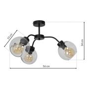 Sofia plafondlamp, 3-lamps, helder
