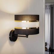 Wandlamp Helen Uitsteeksel Textiel kap zwart-goud