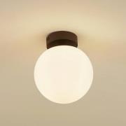 Lucande plafondlamp Bidolo, zwart, glas, Ø 15 cm, IP44