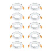 Prios plafond inbouwlamp Fibur, wit, zink, Ø 8,2 cm, 10 stuks