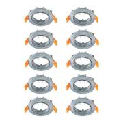 Prios plafond inbouwlamp Fibur, grijs, zink, Ø 8,2 cm, 10 stuks