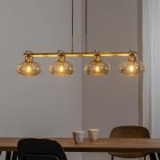 Rolan hanglamp, messingkleurig, lengte 94 cm, 4-lamps, glas