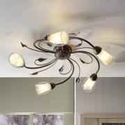 Plafondlamp Liliana, 5-lamps, zwart, roségoud, metaal