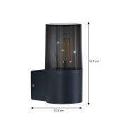 Lindby buitenwandlamp Heulo, Ø 8 cm, rookgrijs, aluminium