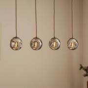 Lindby hanglamp Valentina, E14, 4-lamps, rookgrijs, glas