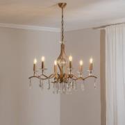 Kroonluchter Elizabeth Ø80cm metaal/kristal 6flg. antiek goud