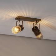Plafondlamp Albrecht antiek goud lengte 32 cm metaal/hout 2fl.