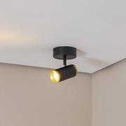 Plafondspot lumen, zwart/messingkleurig, hoogte 15 cm, ijzer