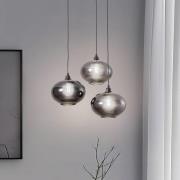 Hanglamp Smoked 051 3-lamps rondel glas Ø27cm