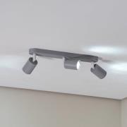 Plafondspot Livia, grijs, 52 cm, 3-lamps, metaal, GU10