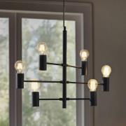 Hanglamp Lucande Aidas, zwart, metaal, 6-lamps