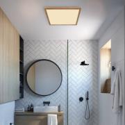 LED plafondlamp Sapana, lengte 29,5 cm houtoptiek