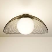 Lindby Fabronia plafondlamp, zwart/wit, glas, globe, E27