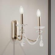 Adone wandlamp, 2-lamps, messing, hoogte 30 cm, kristalglas