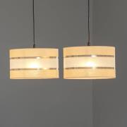 Hanglamp Helen balk kappen ecru-goud 2-lamps.