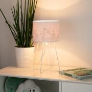 Mila tafellamp, stof, eenhoorns, E14, hoogte 32,5 cm