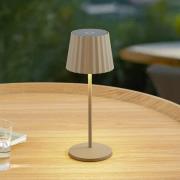 Lindby LED tafellamp op accu Esali, beige, metaal, IP65