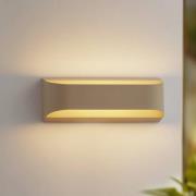 Lindby LED buiten wandlamp Lenore, beige, metaal, 36,5cm