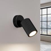 Wandspot carbon, zwart, projectie 16 cm, schakelaar, aluminium