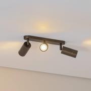 Plafondspot Link, titanium-goudkleurig, lengte 33 cm, 3-lamps.