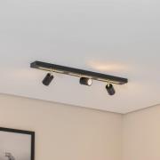 Plafondspot Rodez, zwart/goud, lengte 80 cm, 3-lamps.