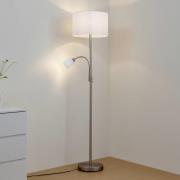 Lindby vloerlamp Jaileen, wit, textiel, 170 cm, leeslampje