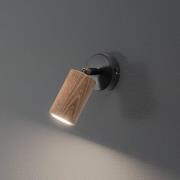 Wandlamp Nise, 1-lamp, zwart staal, hout