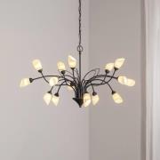 Hanglamp Gloriosa, glas, zwart, 15 lampjes