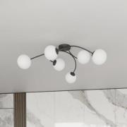 Plafondlamp Vibra, opaal/zwart, lengte 97 cm, glas, 6-lamps.