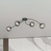 Vibra plafondlamp, rookgrijs/zwart, lengte 110 cm, 4-lamps.