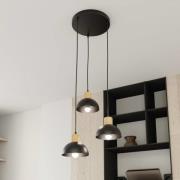 Seco hanglamp, Ø 30 cm, zwart, metaal/hout, 3-lamps.