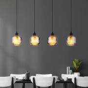 Hanglamp Xia, lengte 89 cm, rookgrijs, 4-lamps, glas