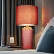 Sofia tafellamp, rood, hoogte 50 cm, stof/glas