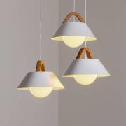 Hanglamp Funda, bruin/wit, Ø 64 cm, staal/hout, 3-lamps.