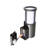Facado II buitenwandlamp, grijs/opaal, Ø 11 cm, IP65, metaal