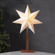 Karo tafellamp, wit, 55 cm, papier, acaciahout, ster