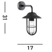 Buitenwandlamp Toronto, zwart IP44, staal, glas, E27