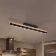 Quitani LED plafondlamp Keijo, zwart/eiken