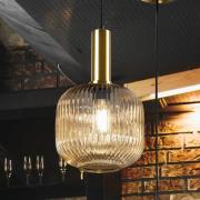 Hanglamp Norma, Ø 20 cm, zwart/oranje, glas, E27